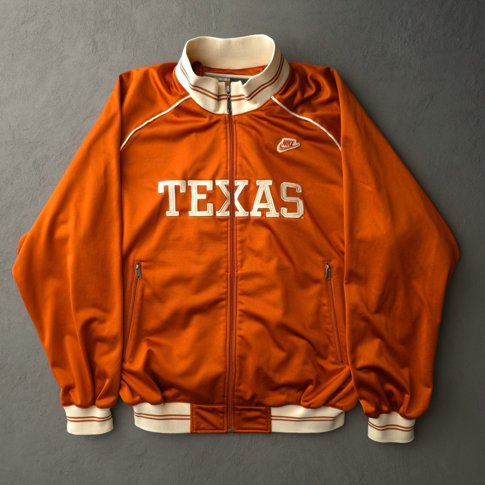 Vintage 2000s Track Jacket L Orange Texas Longhorns NCAA Full Zip Nike